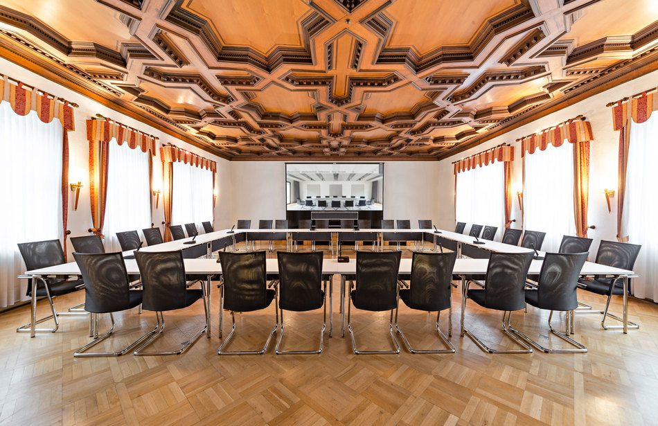 References-Picture gallery-Gaildorf town hall-pharao net conference chair - klif multi-purpose chair- 4-foot folding table easy flex- wireless audio system