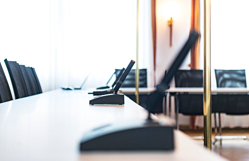 References-Picture gallery-Gaildorf town hall-pharao net conference chair - klif multi-purpose chair- 4-foot folding table easy flex- wireless audio system