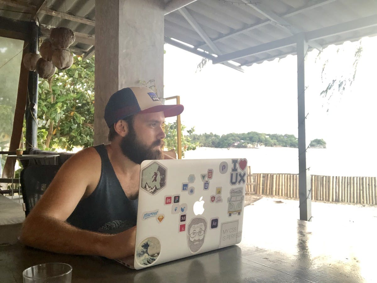 Working with macbook in coworking space