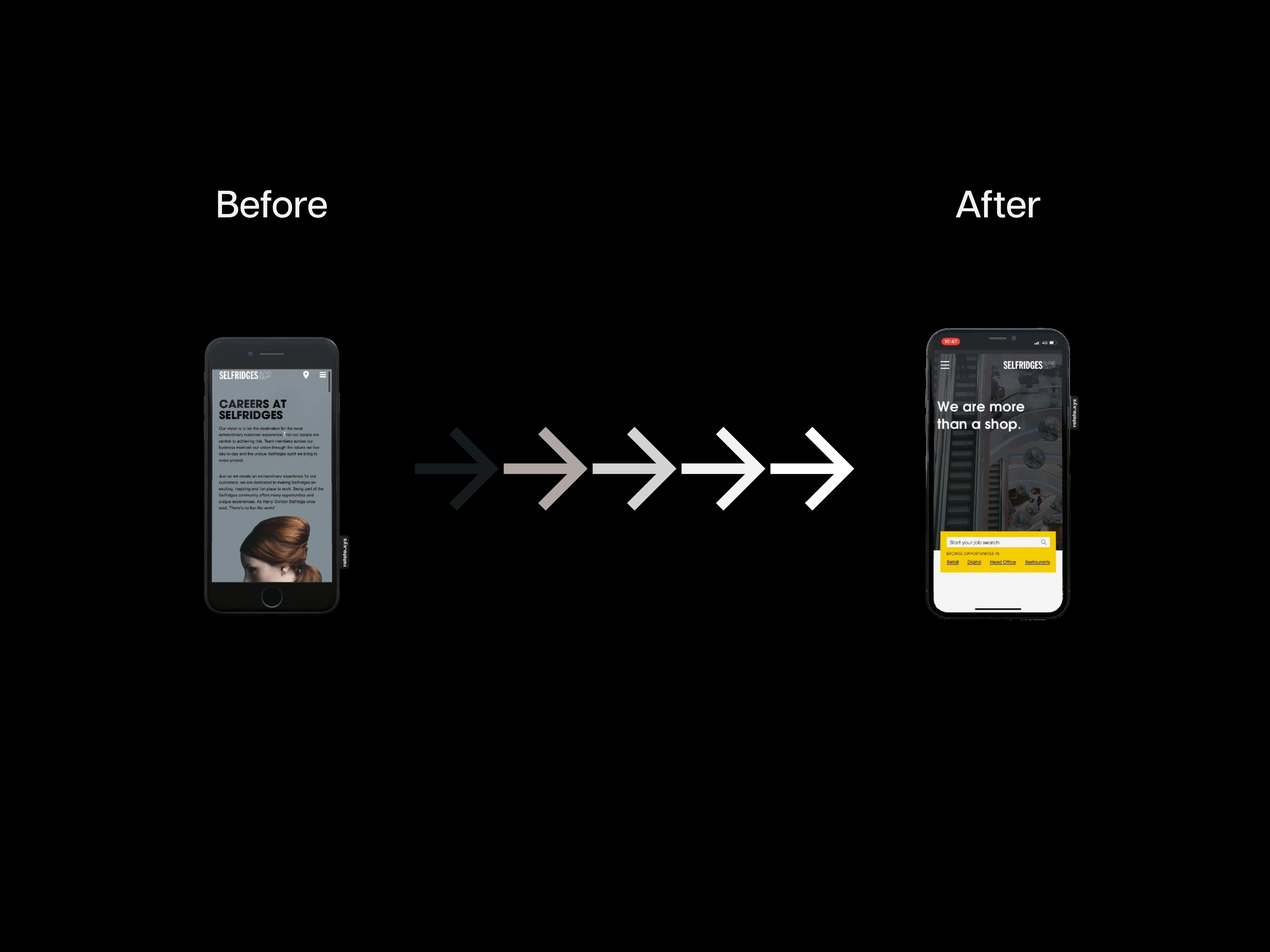 Before and after graphic on mobile