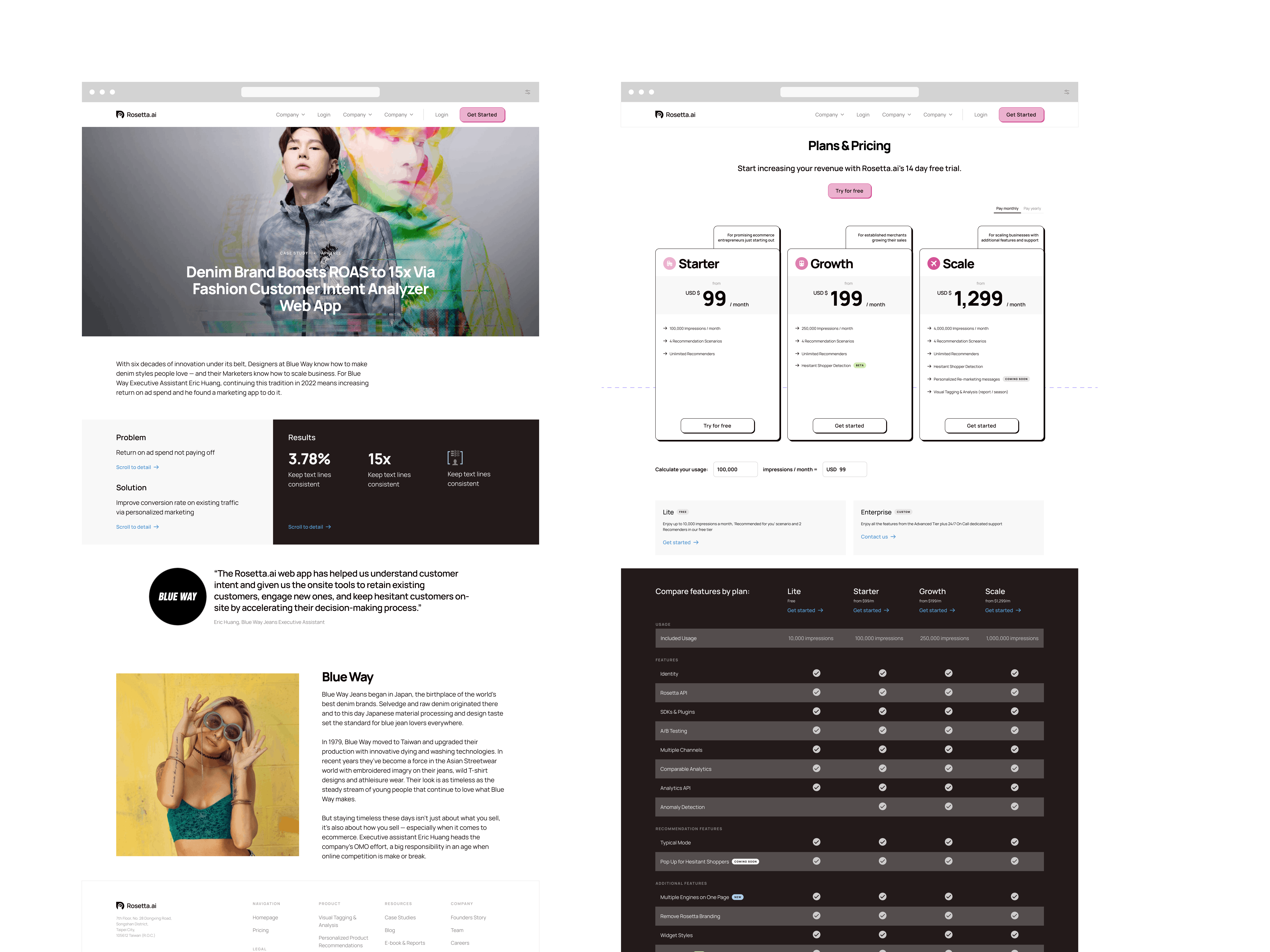 A graphic of the Case Study and Pricing pages