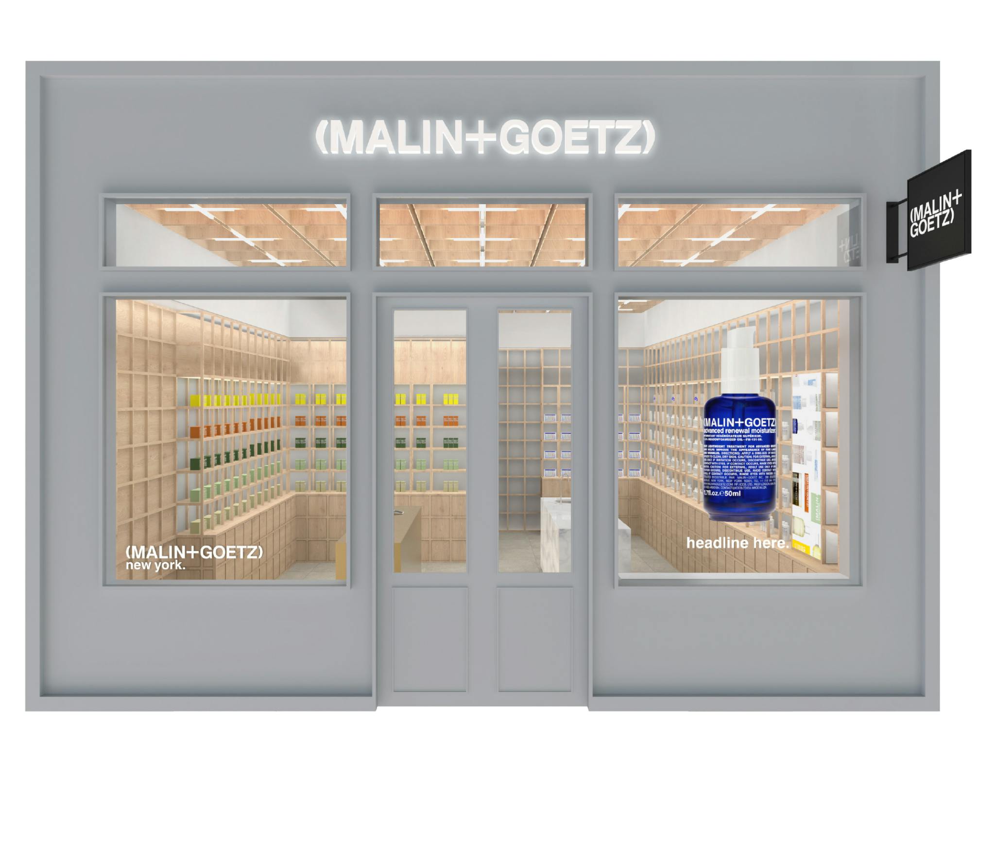 Malin and Goetz Visual Merchandising; Front Row