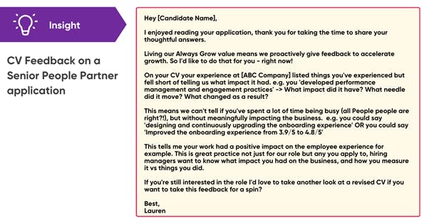 CV Feedback on a Senior People Partner Application