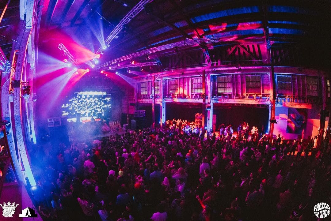 Purple and blue light show at The North Warehouse with Funktion-One sound