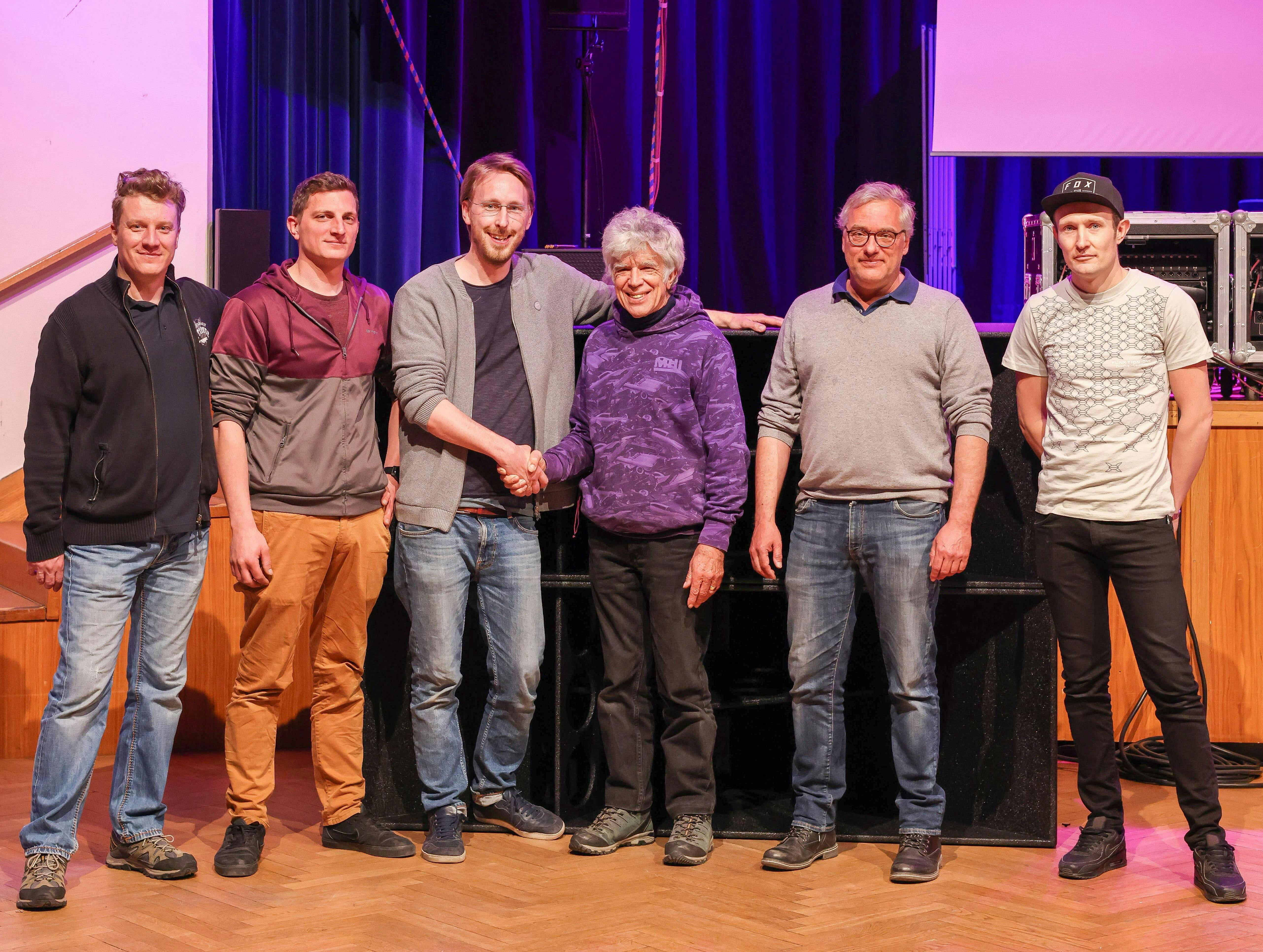 Barowski AG's Michael Barowski, nspire's Sebastian Groß andRaimund Dachauer, Funktion-One founder Tony Andrews, Benedikt Koch from Funktion-One distributor for Germany Bentin Projects, and Funktion-One Product Support Engineer Will Wright