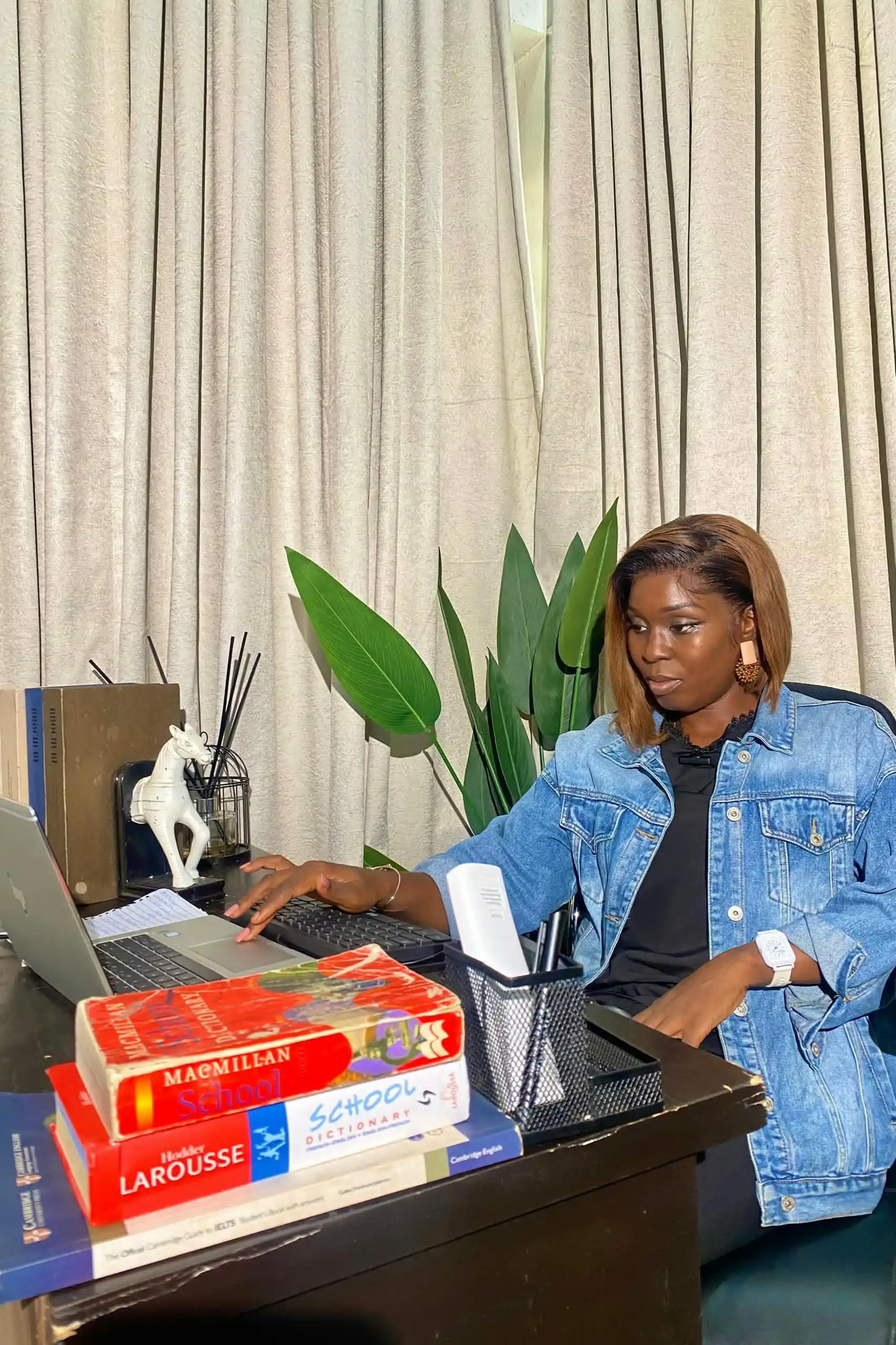 woman working on a desk