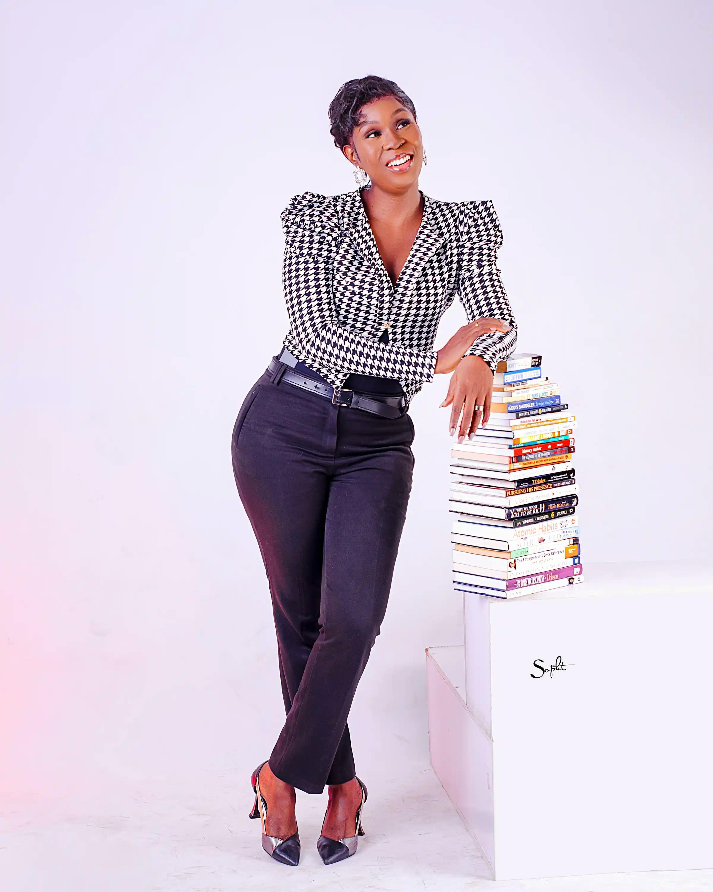 woman with books