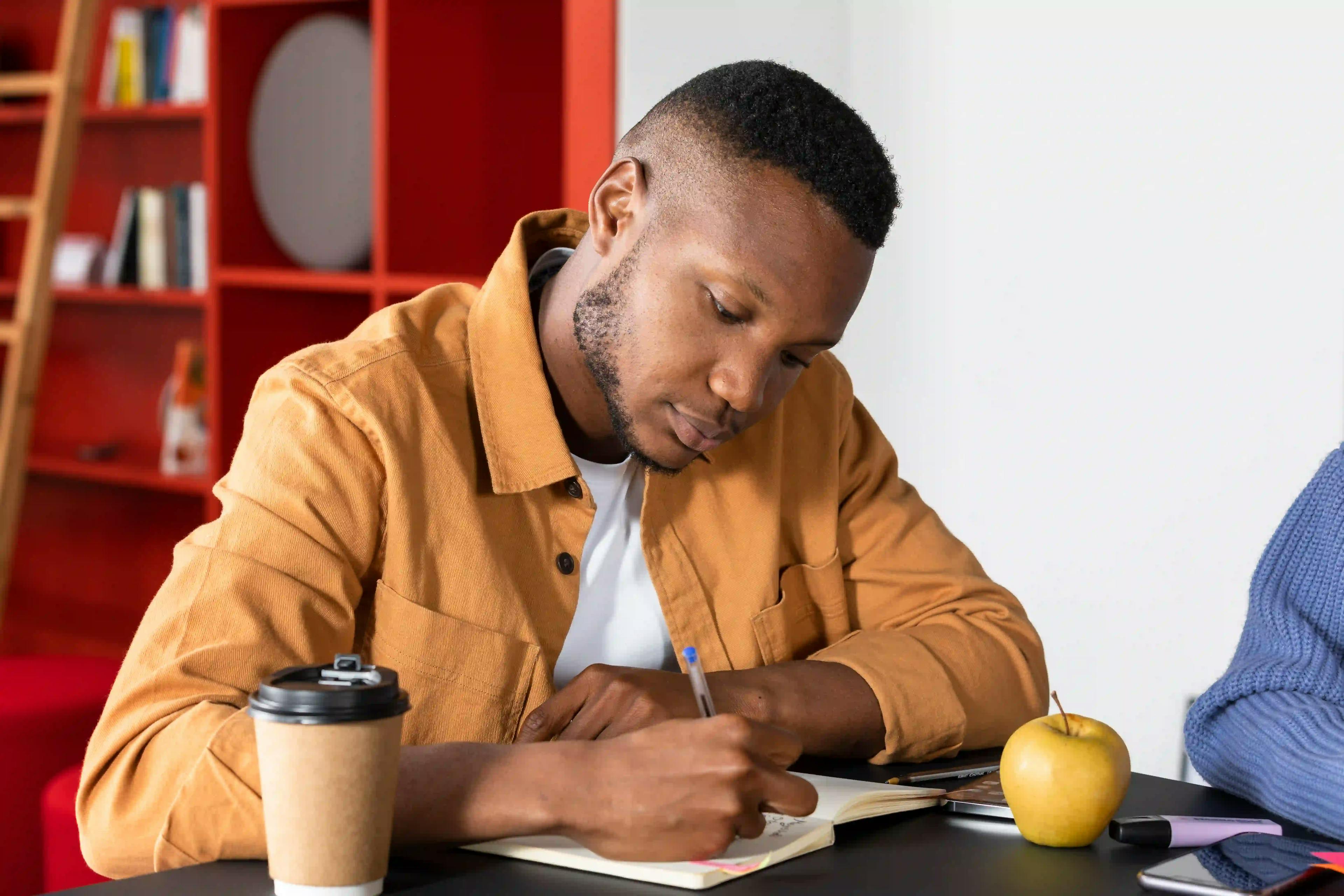 man writing