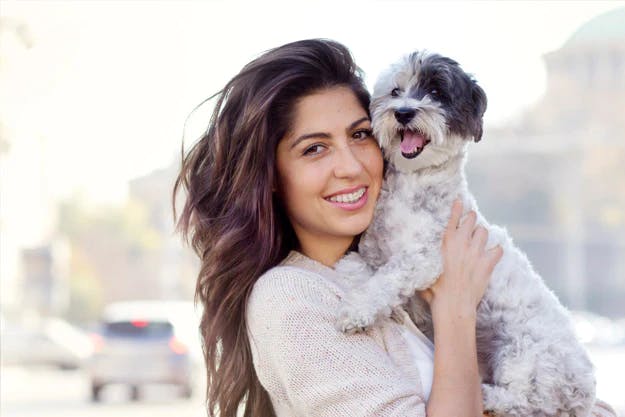 Happy dog and human