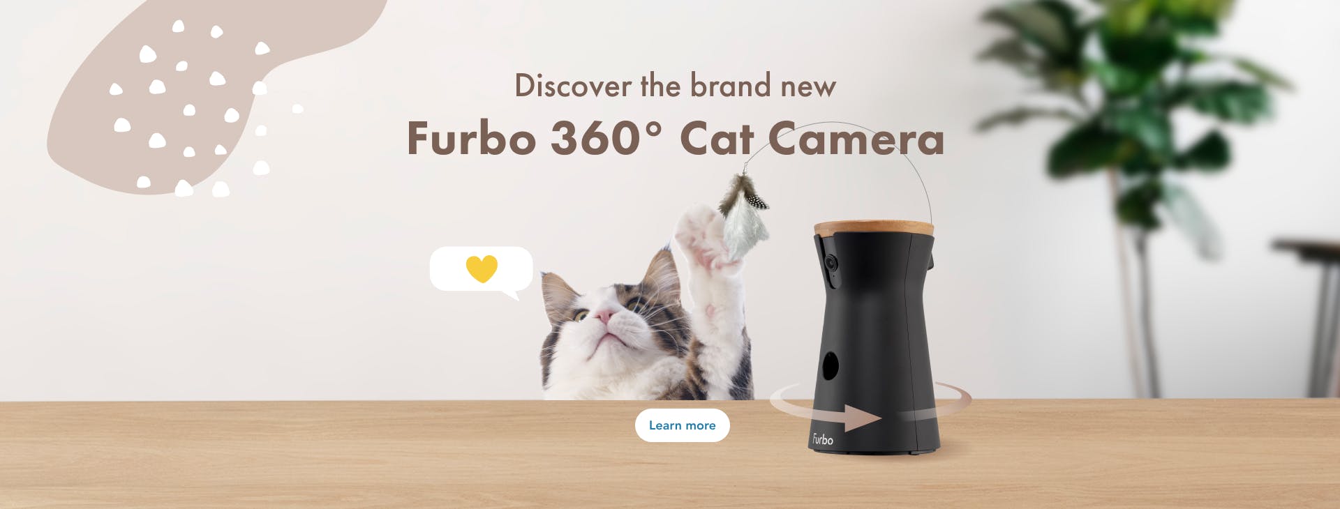Furbo Caméra pour chat à 360° - Distributeur de friandises rotatif