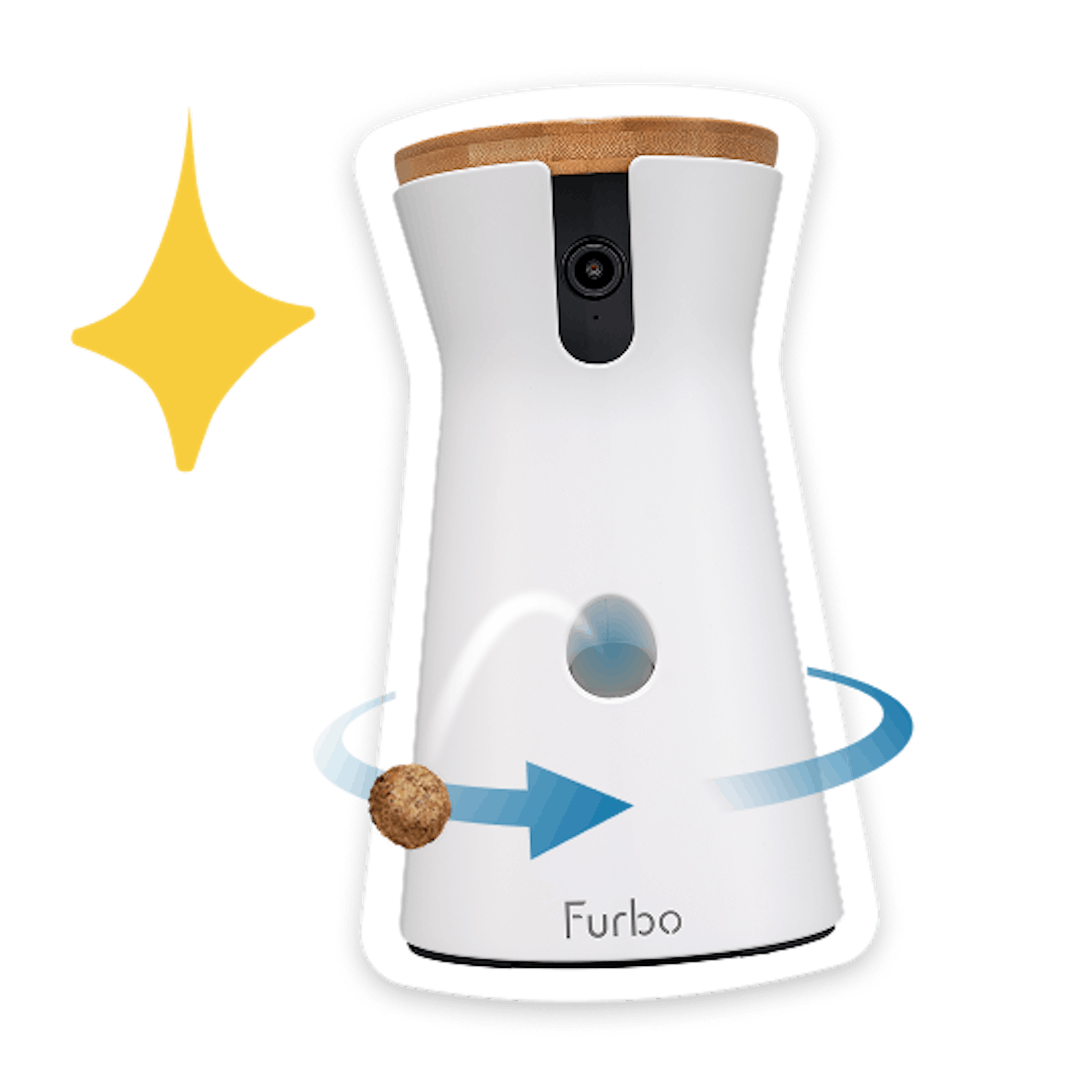 A Furbo 360° Dog Camera with a sparkle icon on the left