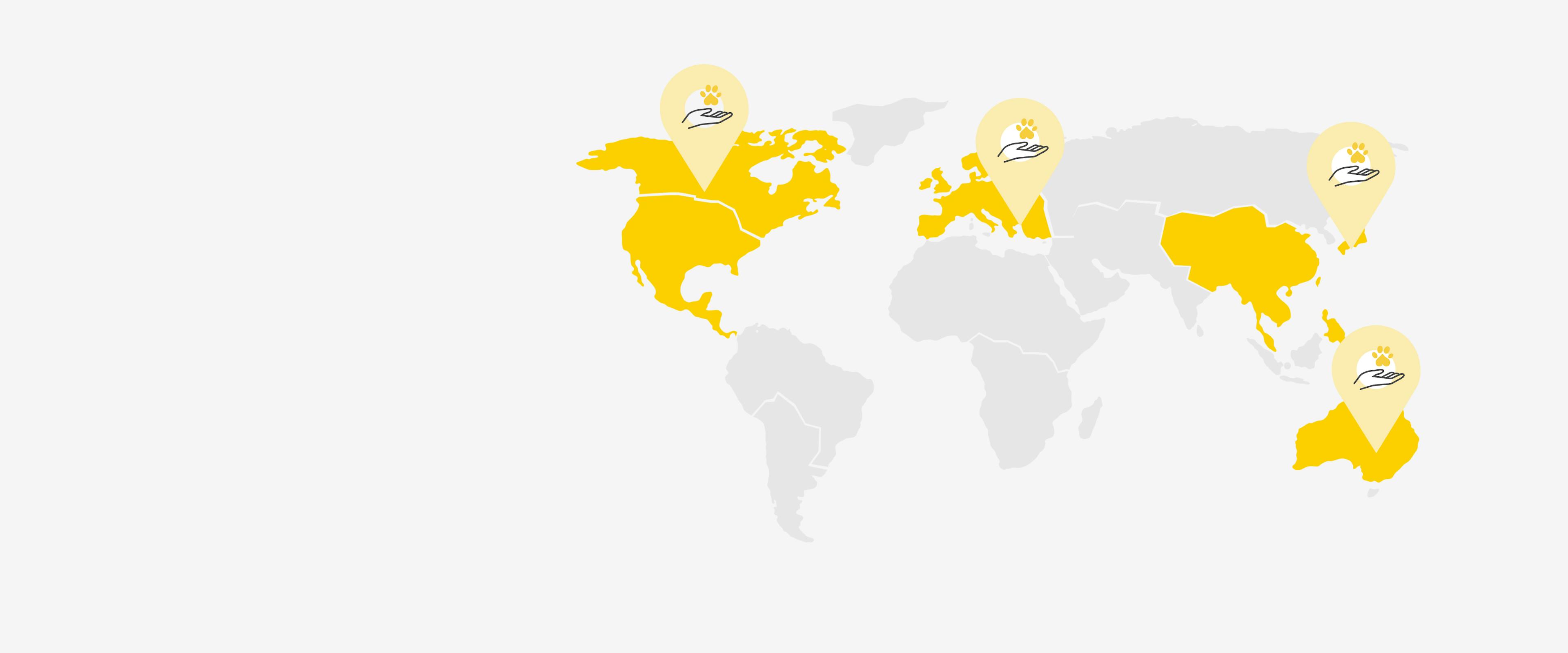 A world map showing Furbo have positively helped pet around the global