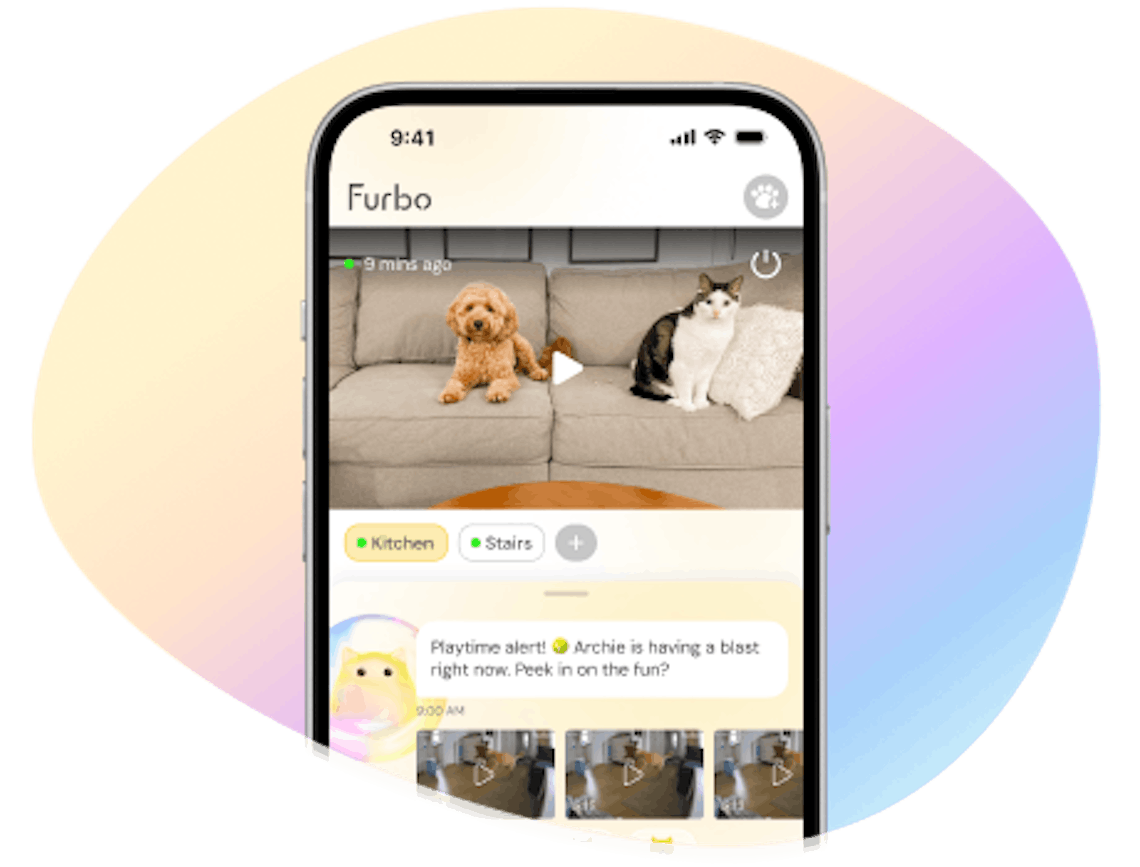 Phone showing Furbo Nanny app 
