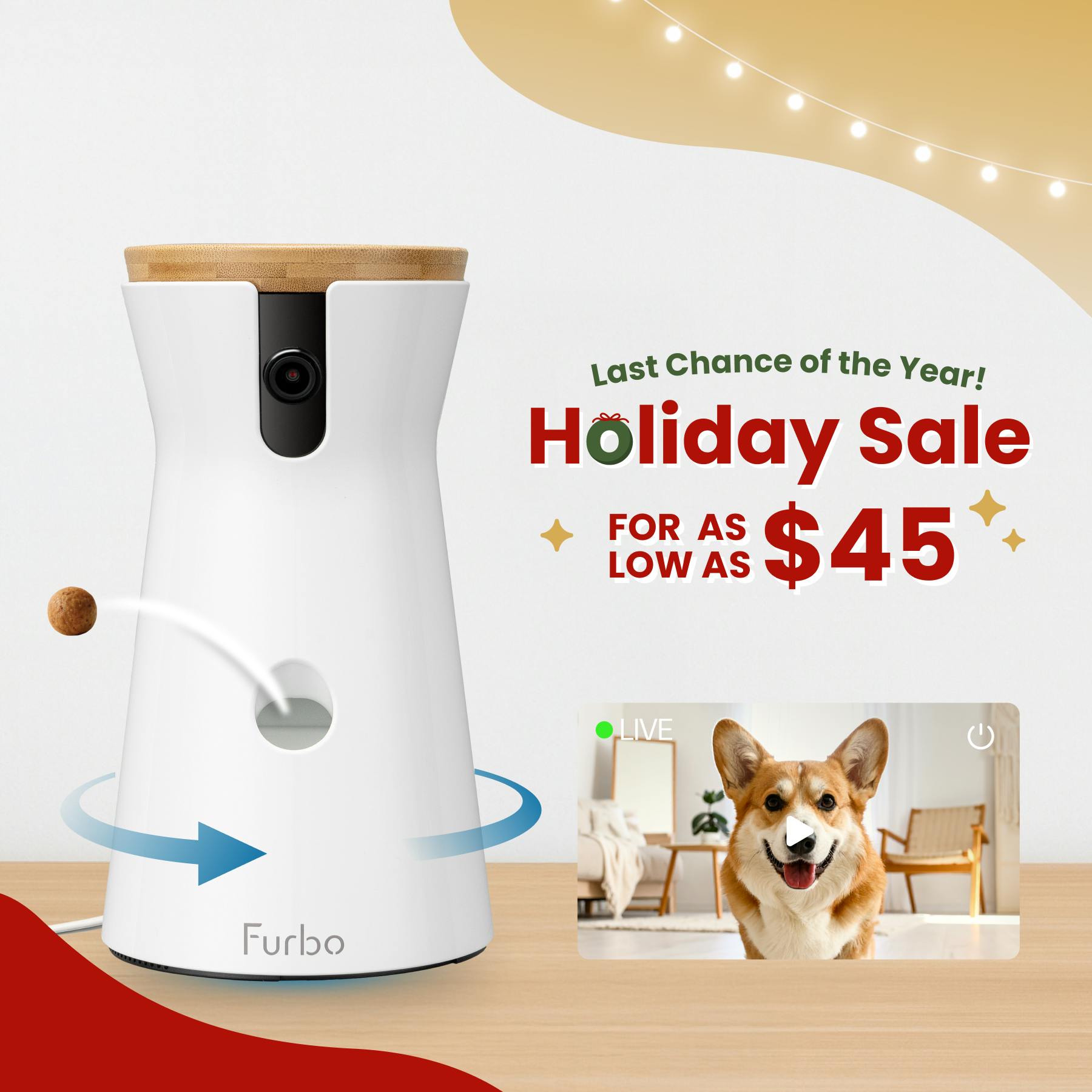 Furbo Dog Camera 自動給餌器　【美品】 Furbo 360° Dog Camera｜Treat Tossing Pet Camera with HD
