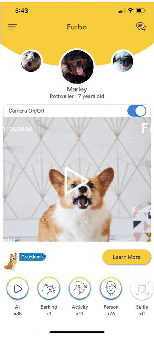 Gif of Furbo app