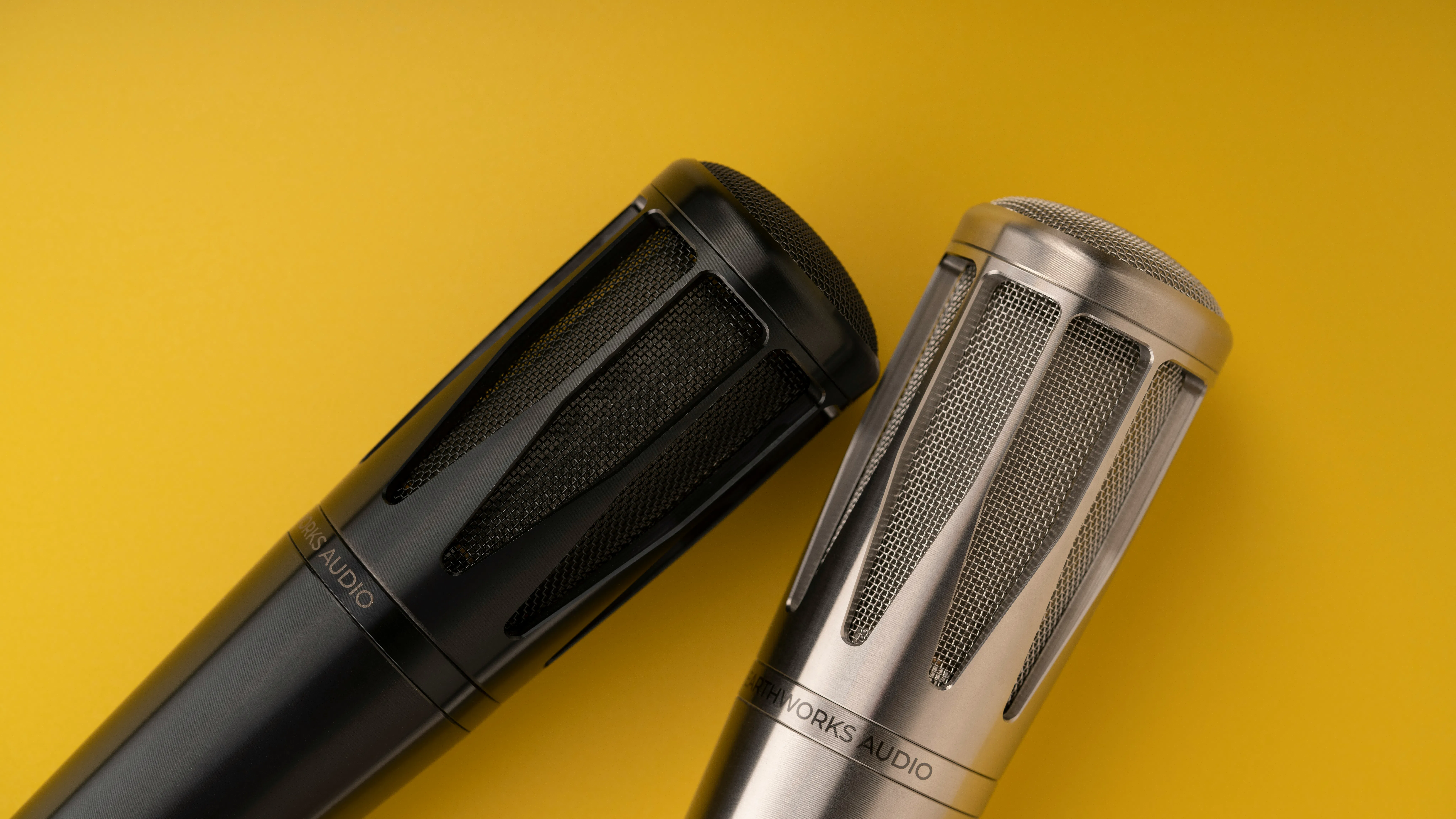 Microphones with yellow background image