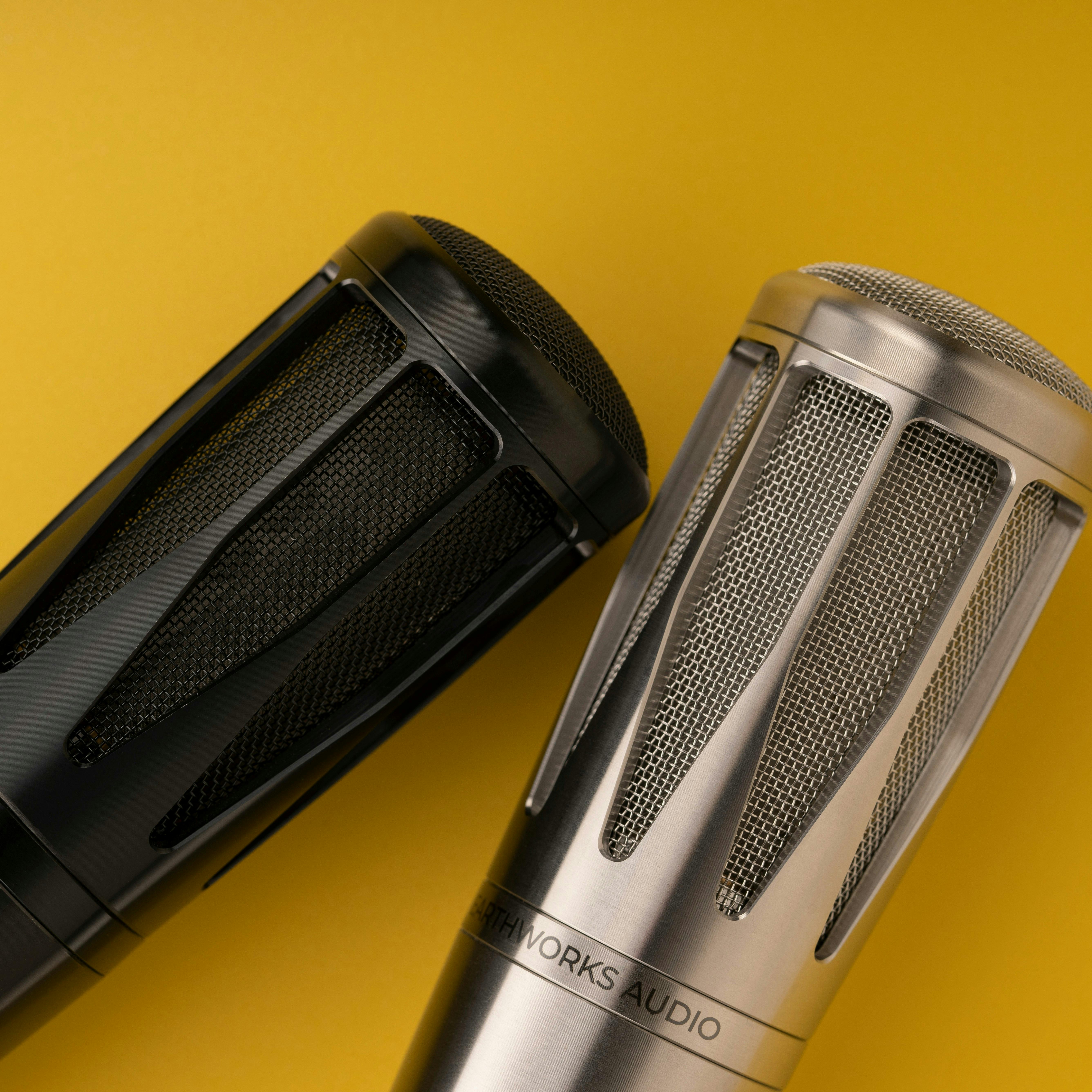 Microphones with yellow background image