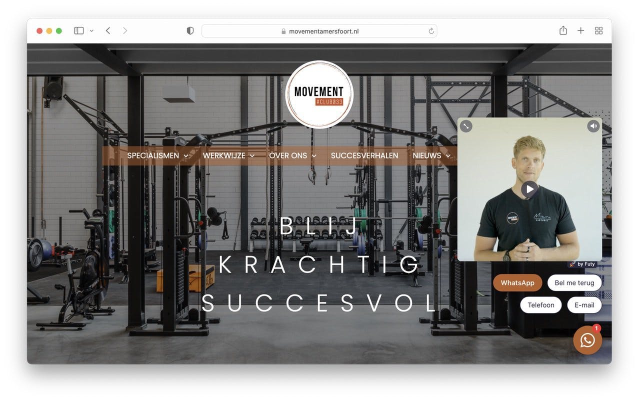 movement club 033 amersfoort personal training whatsapp chatbot website leadgenerator 