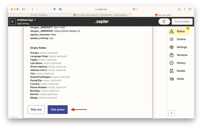 mailchimp google sheets integratie futy leads