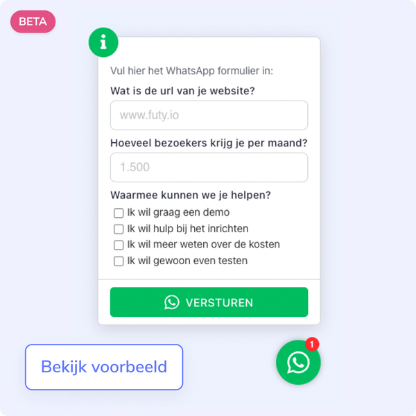 whatsapp form website formulier widget chatbot whatsapp business