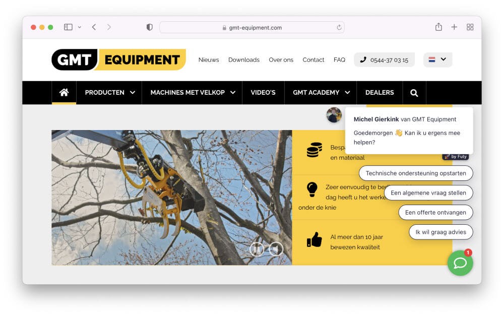 GMT Equipment website voorbeeld
