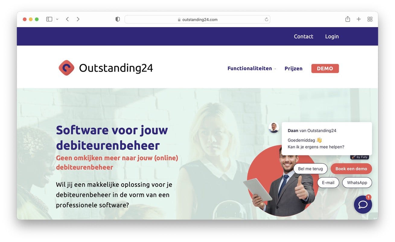 oustanding24 leadbot chatbot voorbeeld futy