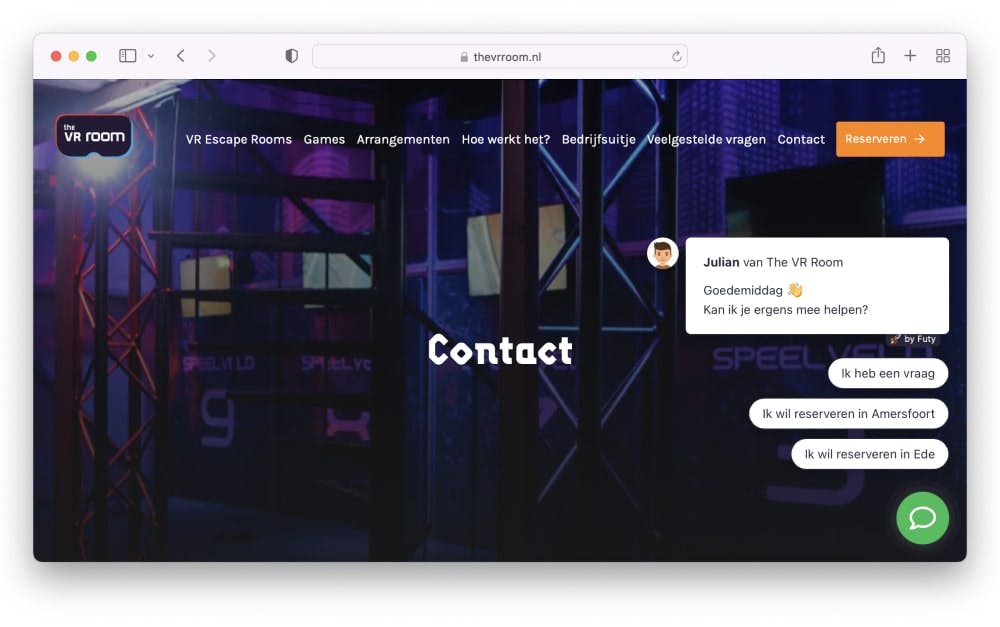 the vr room website voorbeeld