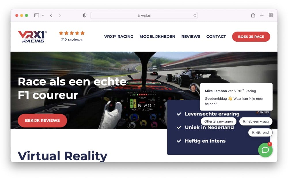 VRX1 Racing website voorbeeld