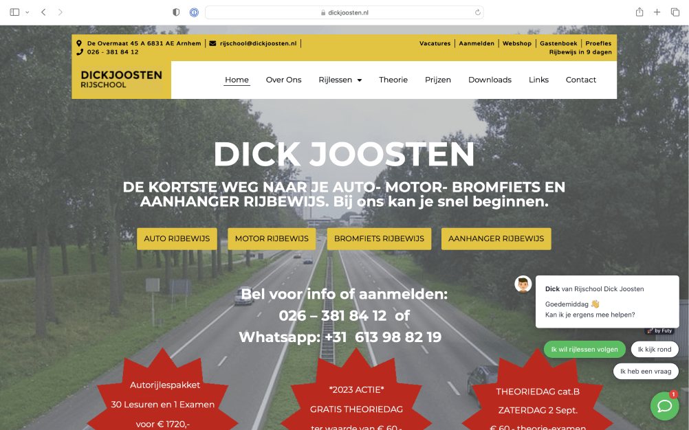 Rijschool website klant