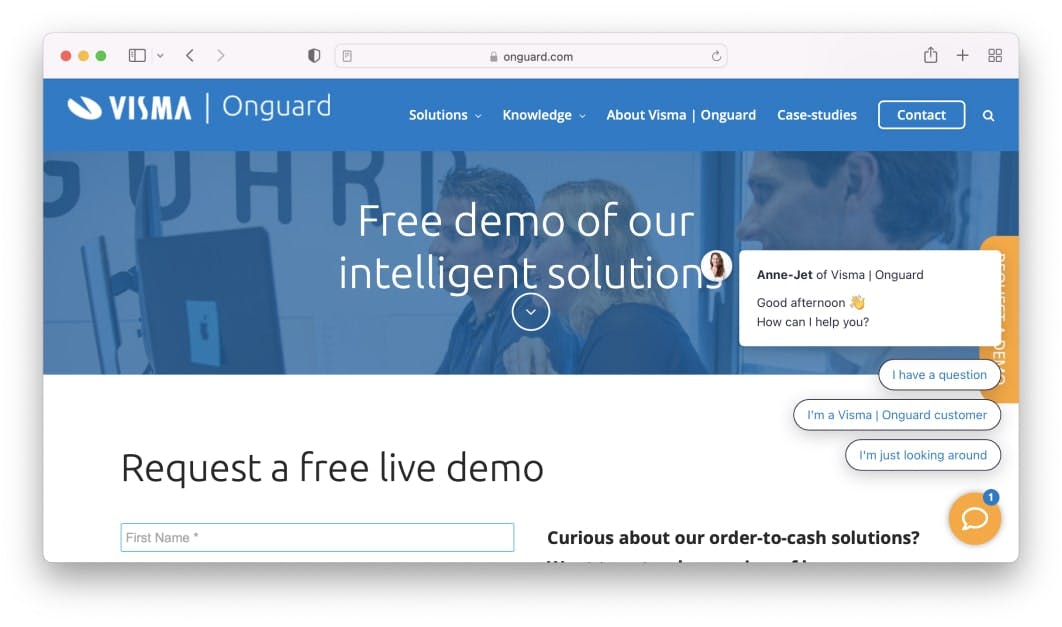 Visma Onguard website voorbeeld