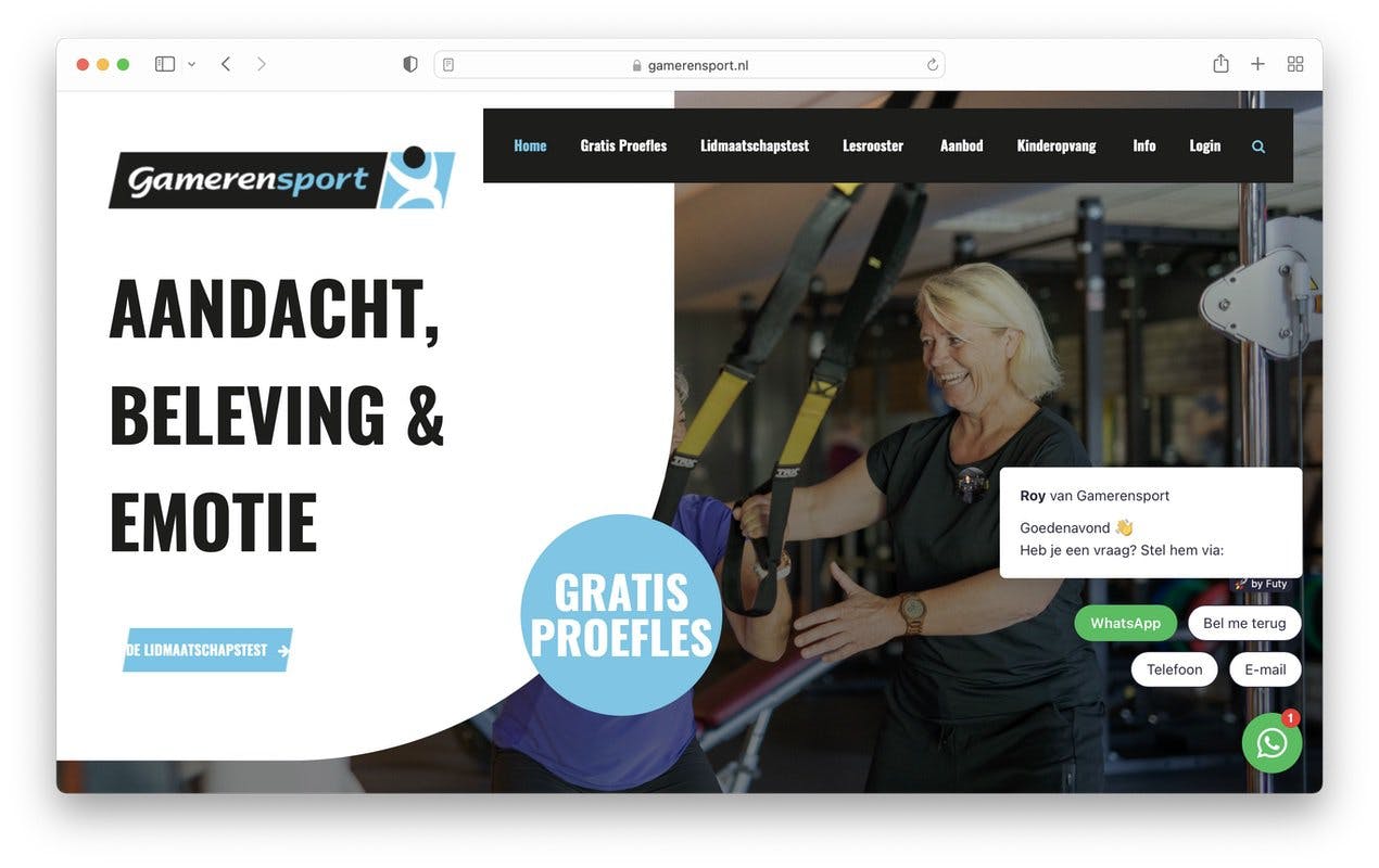 gamerensport website whatsapp sportschool leads