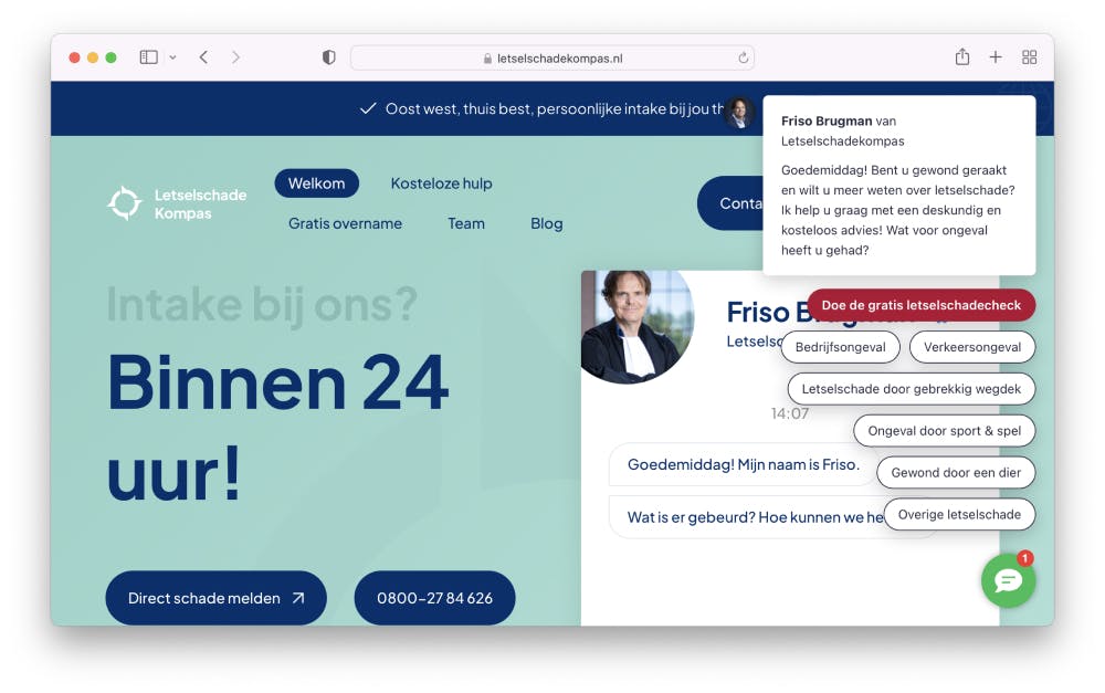 Letselschade kompas voorbeeld