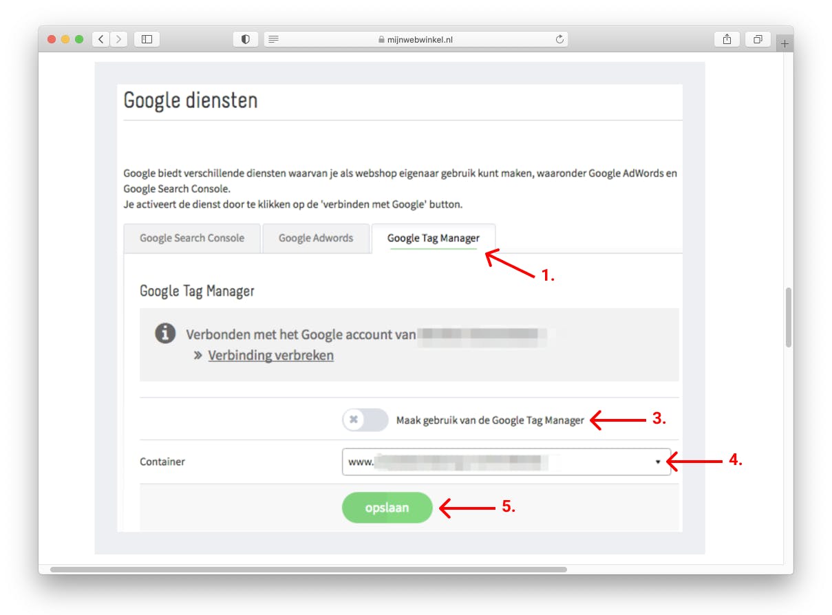 mywebstore google tag manager manage
