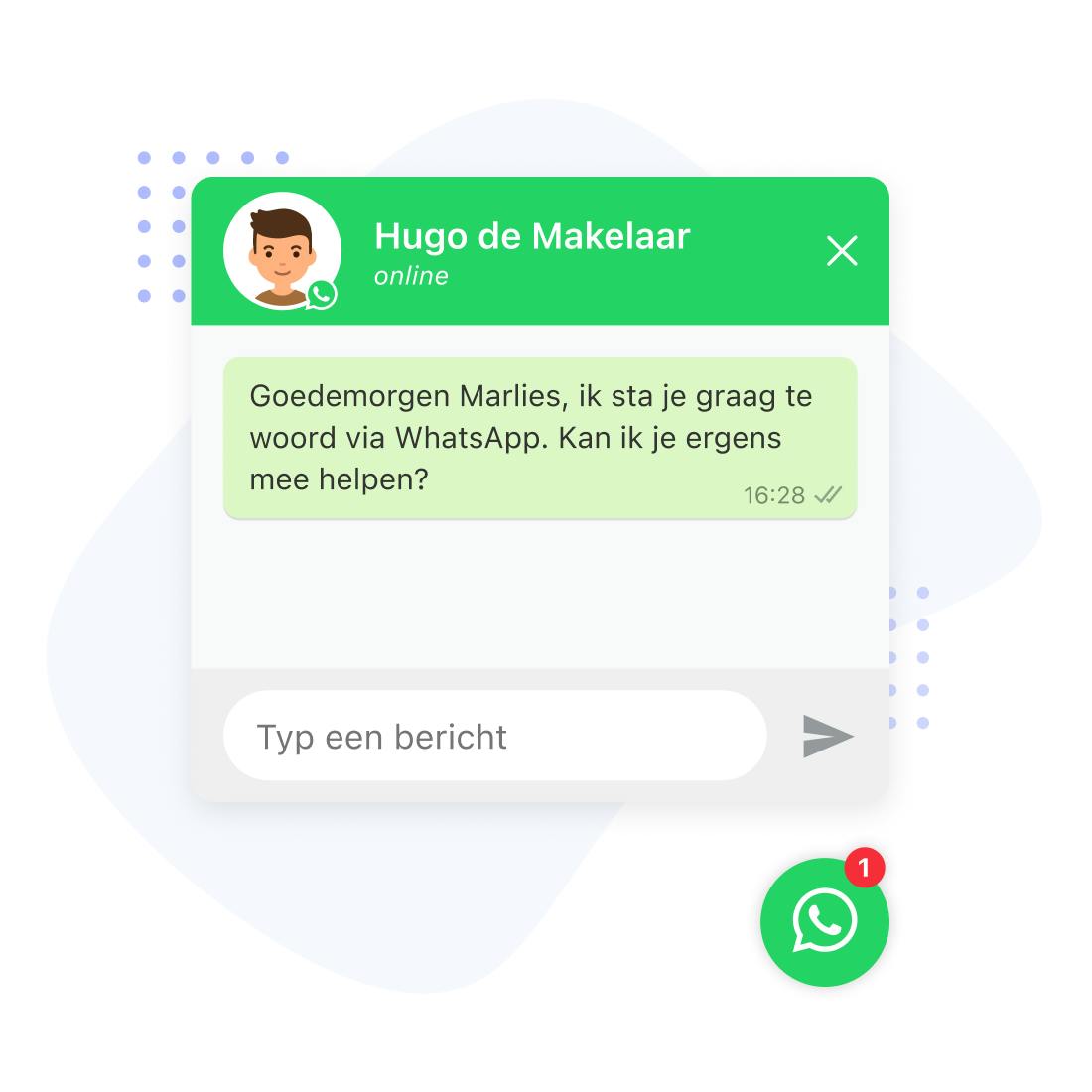 whatsapp chat widget website makelaar