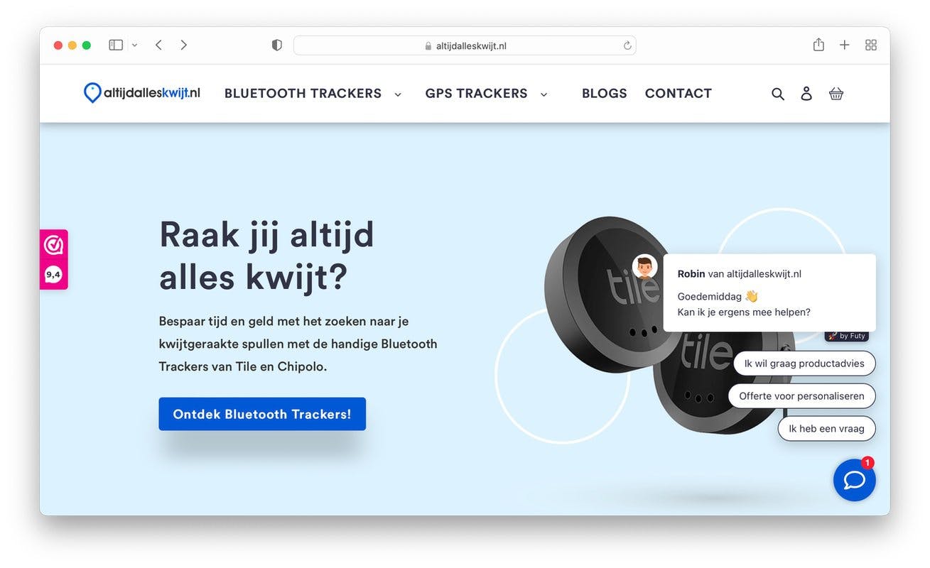 altijd alles kwijt leadbot chatbot voorbeeld futy