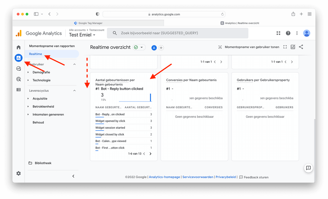 google analytics 4 gebeurtenis testen