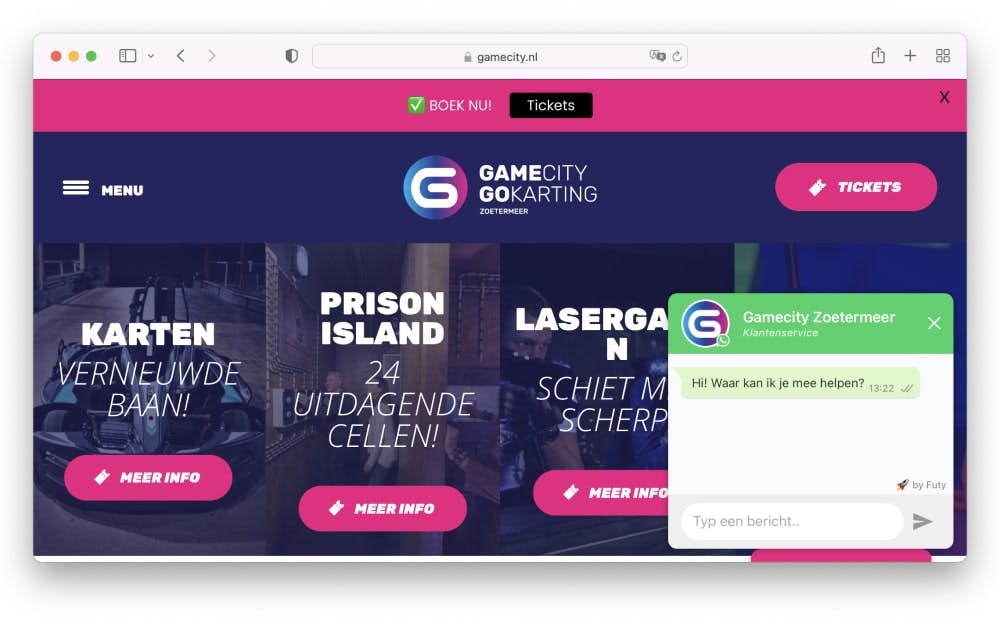 Gamecity website voorbeeld
