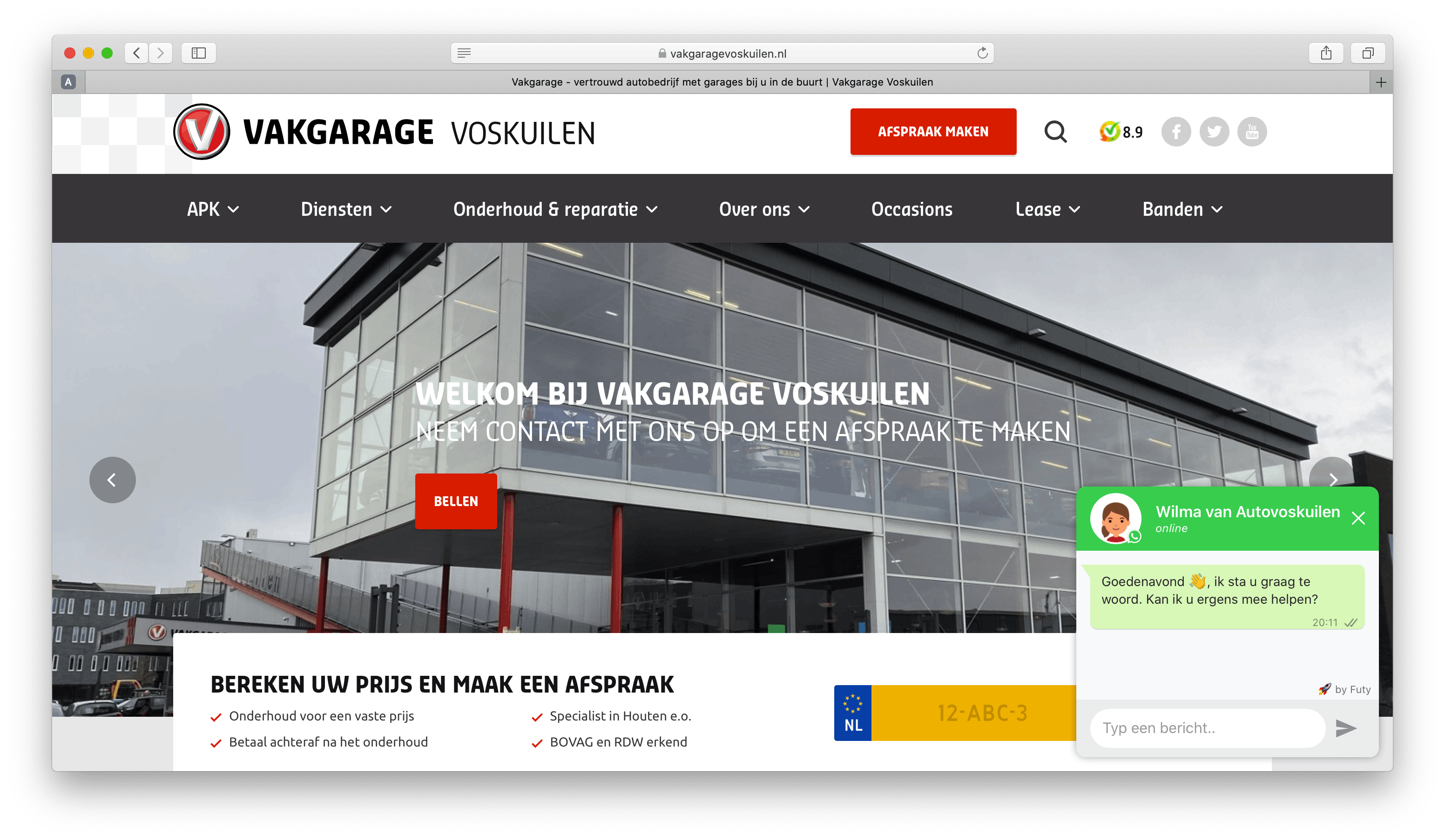 whatsapp widget vakgarage