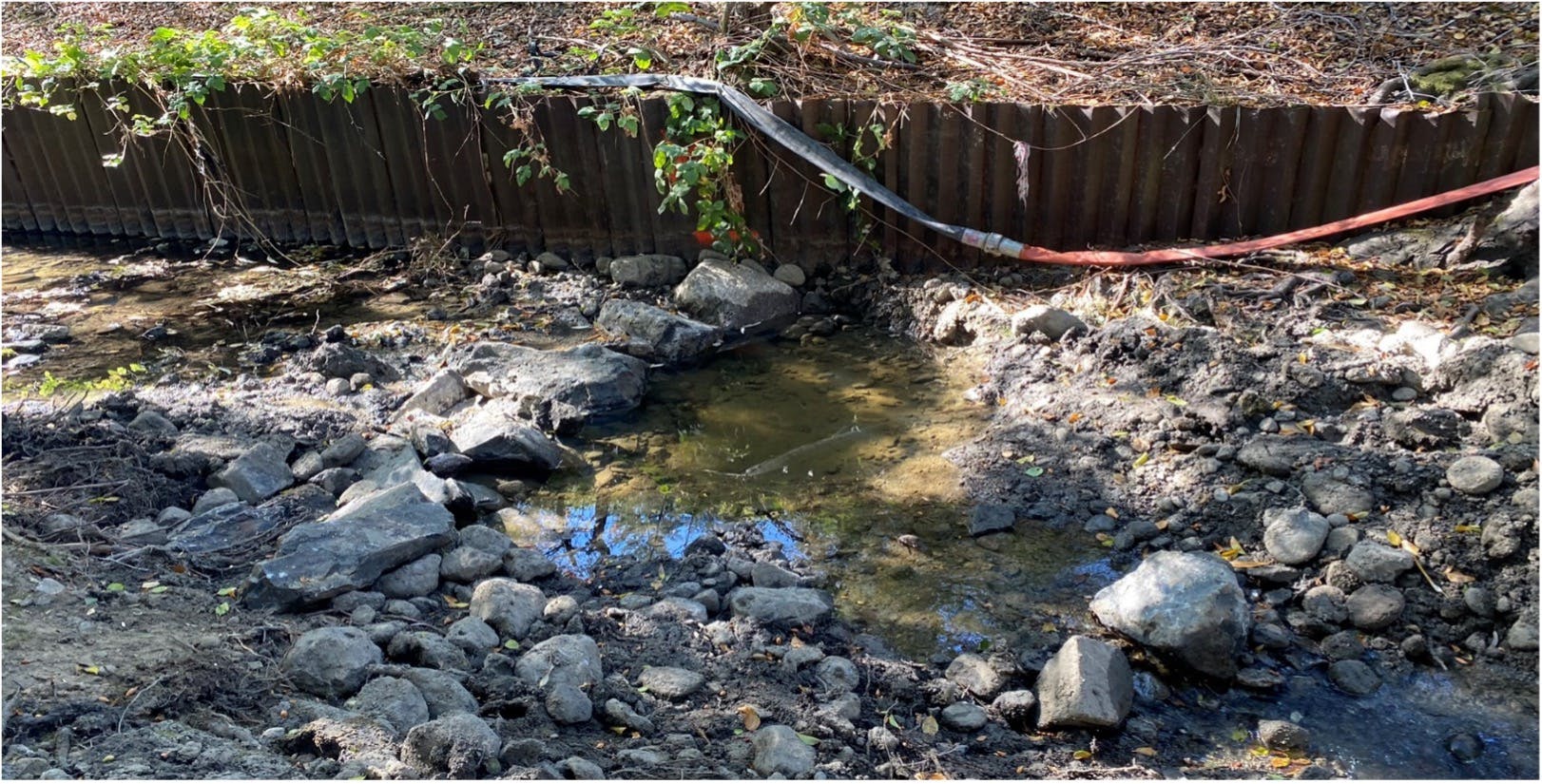 poorly maintained creek channel in san pablo step pools