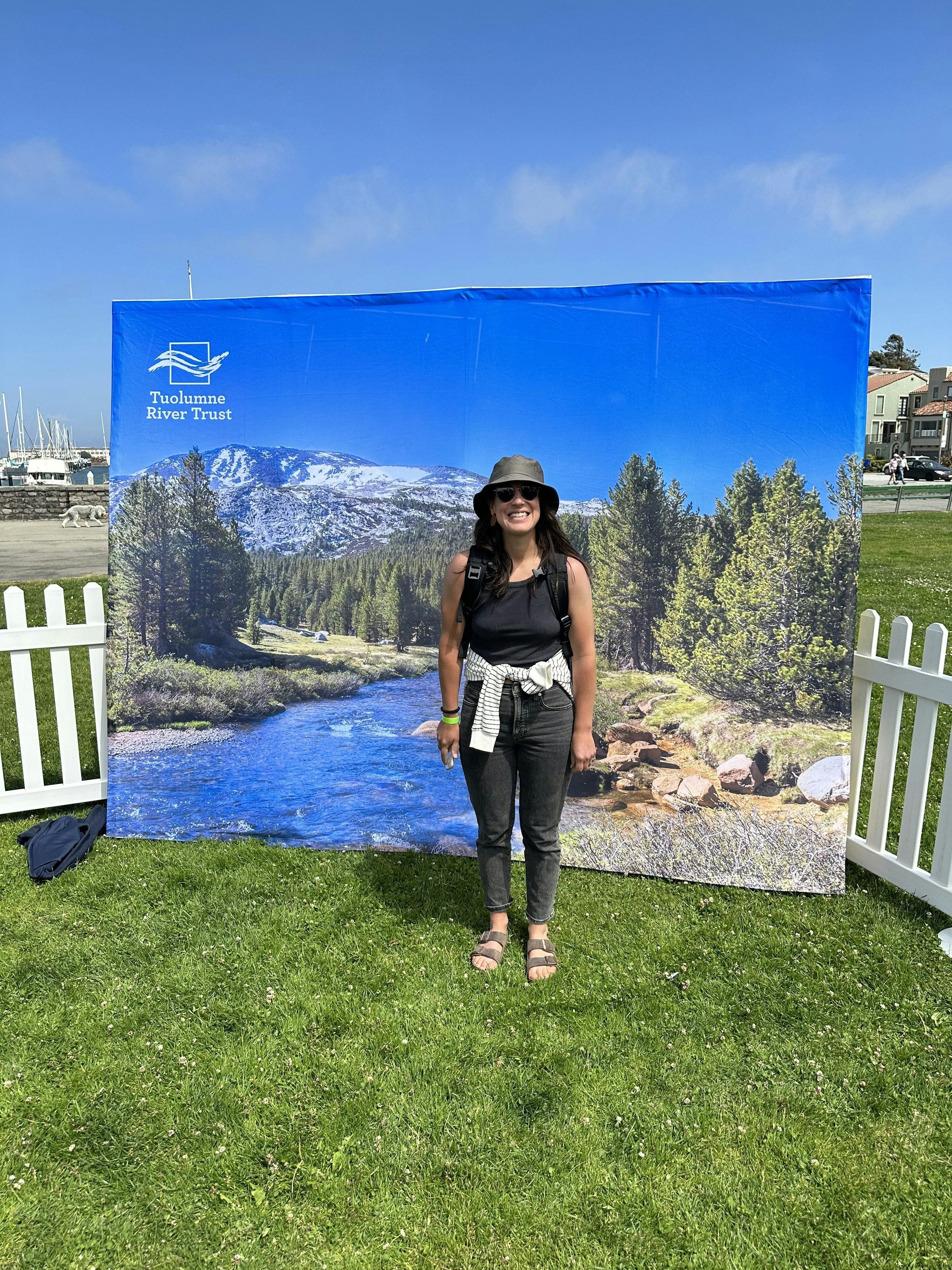 Ashley Vizek enjoys the photo backdrop of the Tuolumne Rive