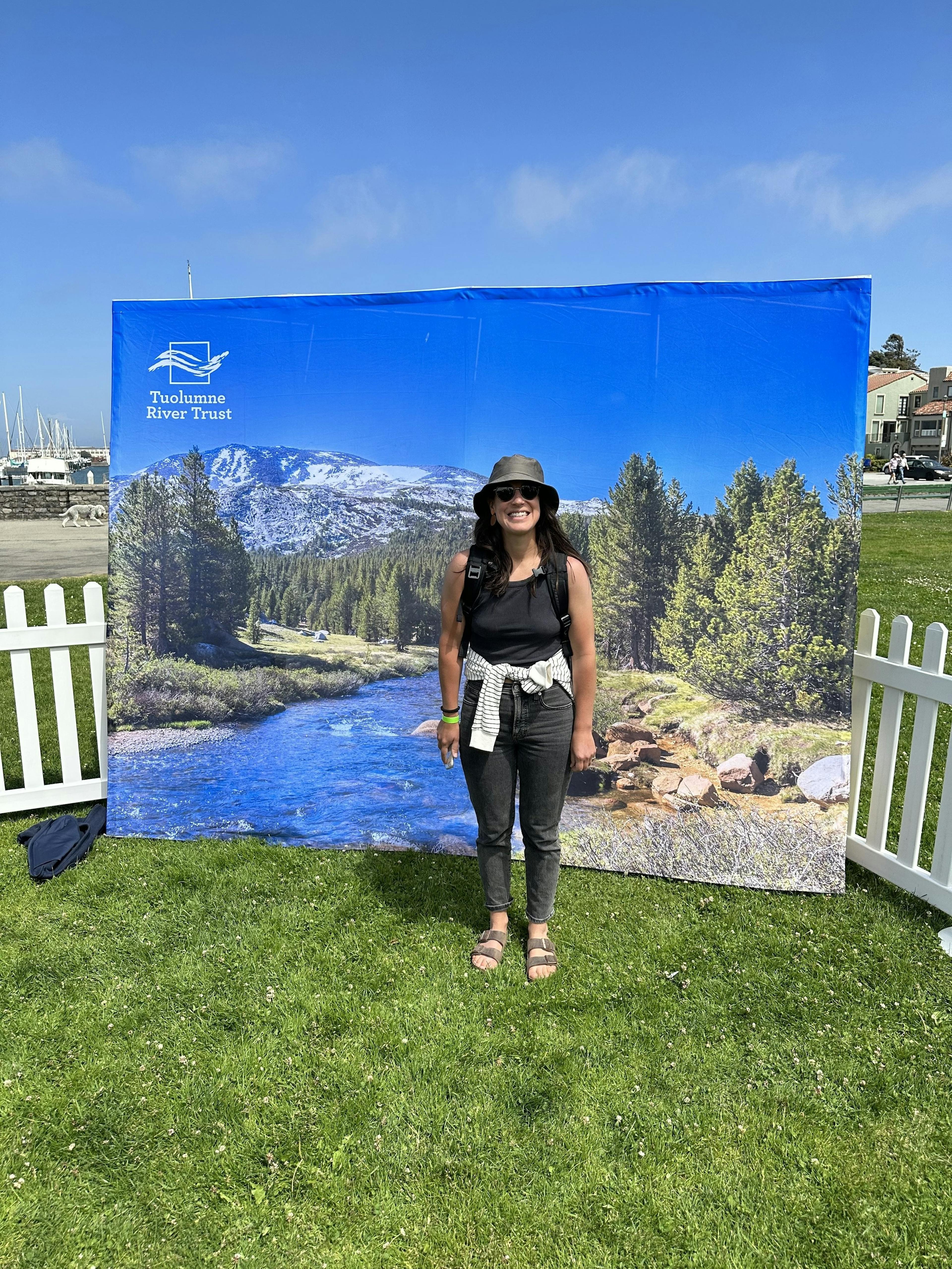  Ashley Vizek enjoys the photo backdrop of the Tuolumne Rive