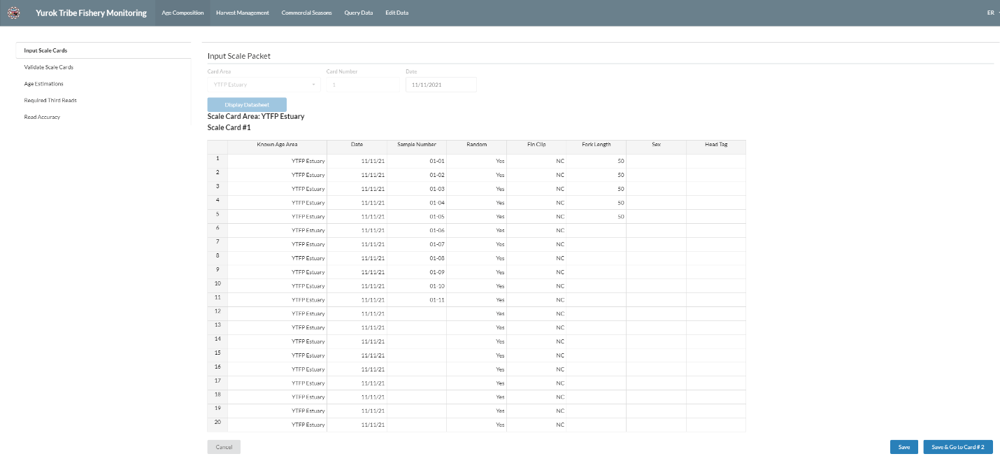 Screenshot of the Yurok Database Dashboard