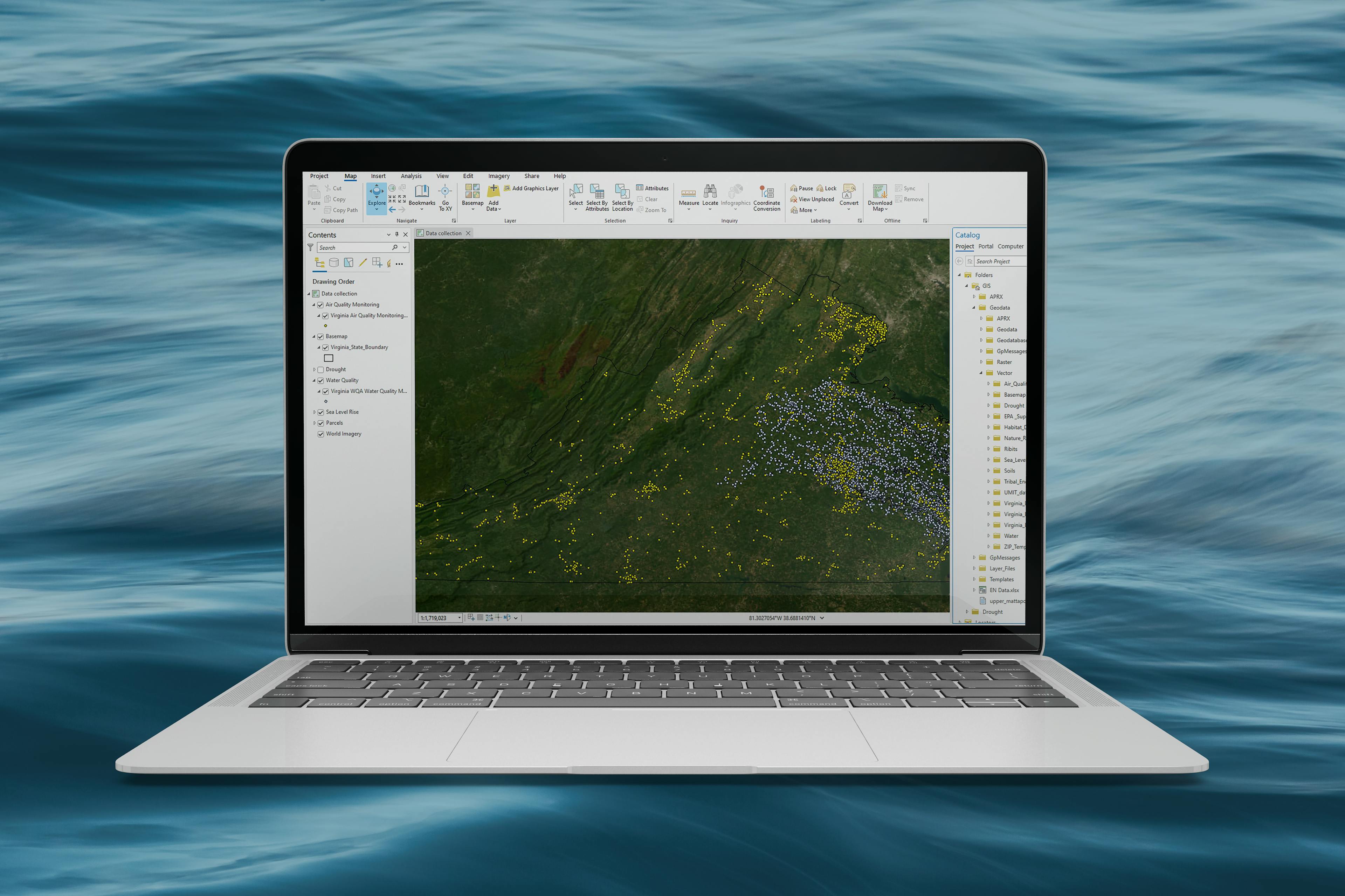 branded mockup with GIS image on screen