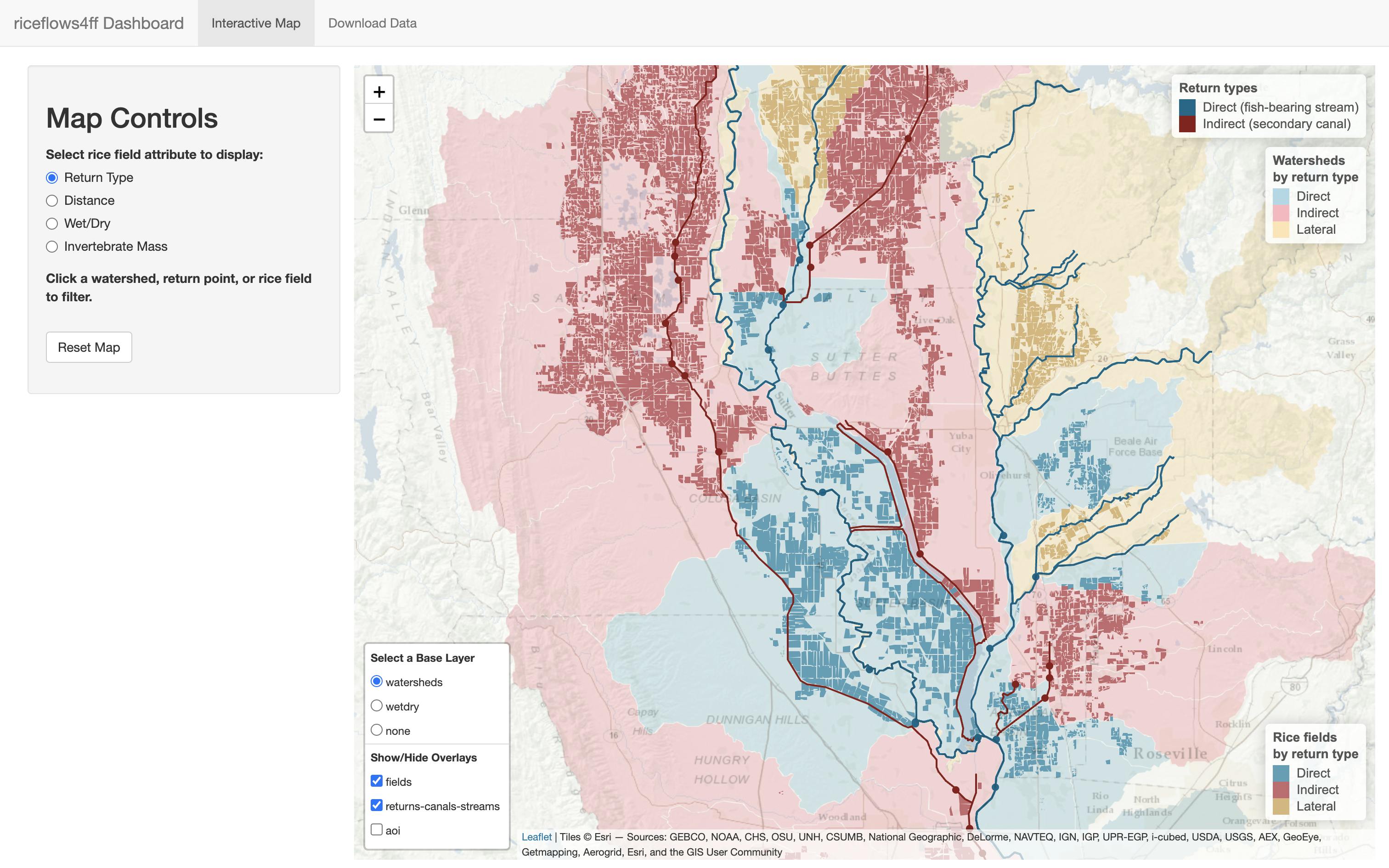 Map of rice flows for fish food