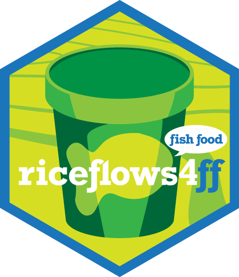 Rice flows for fish food logo