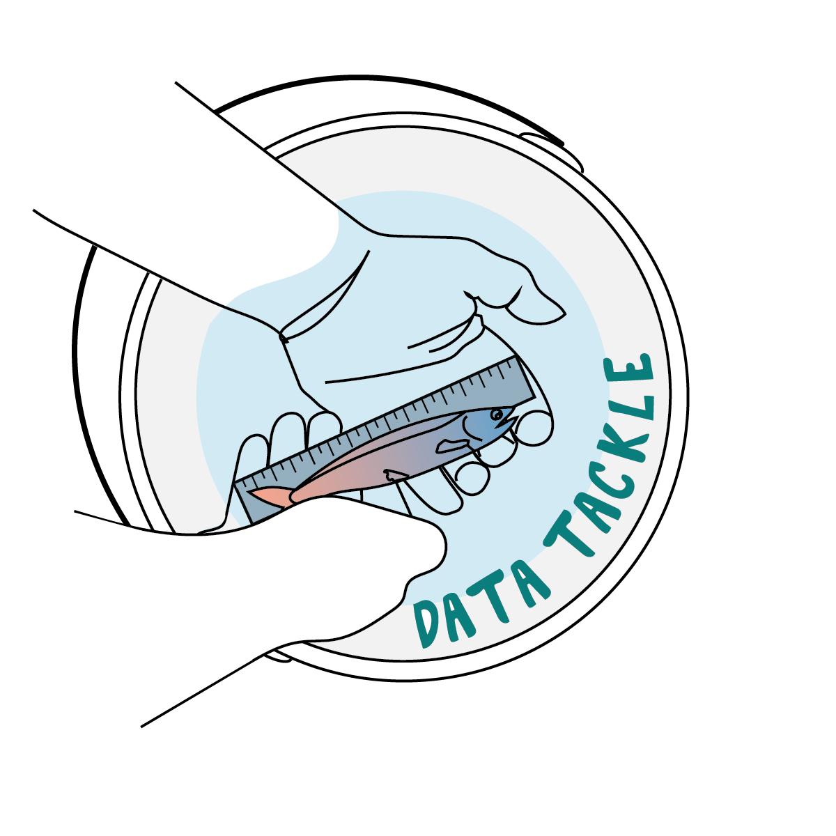 drawing of a person holding fish in water bucket