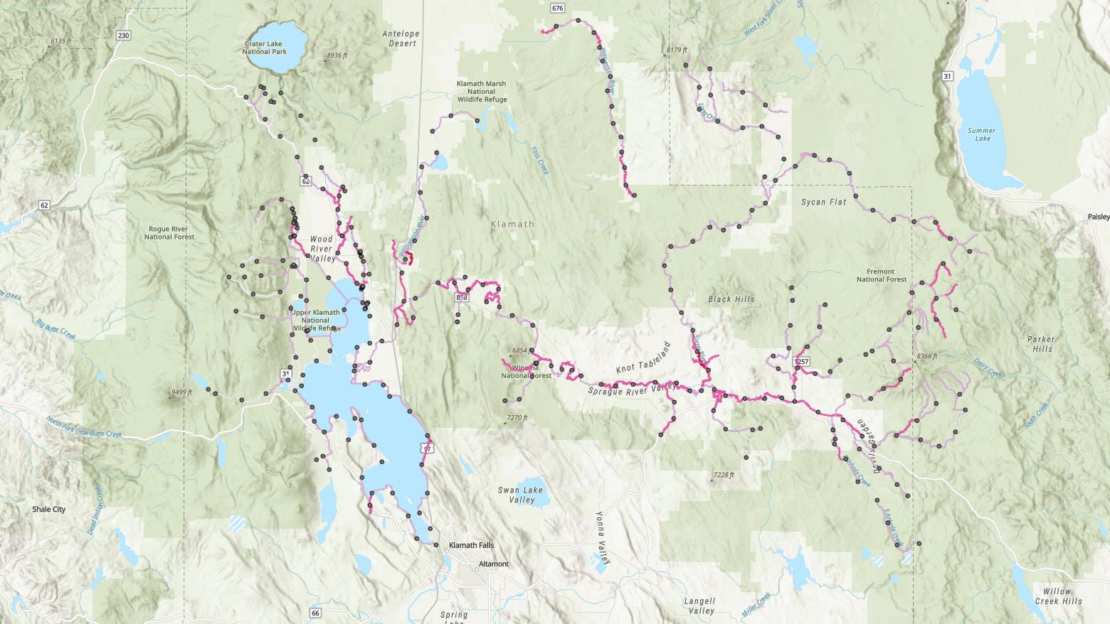 GIS map of klamath basin