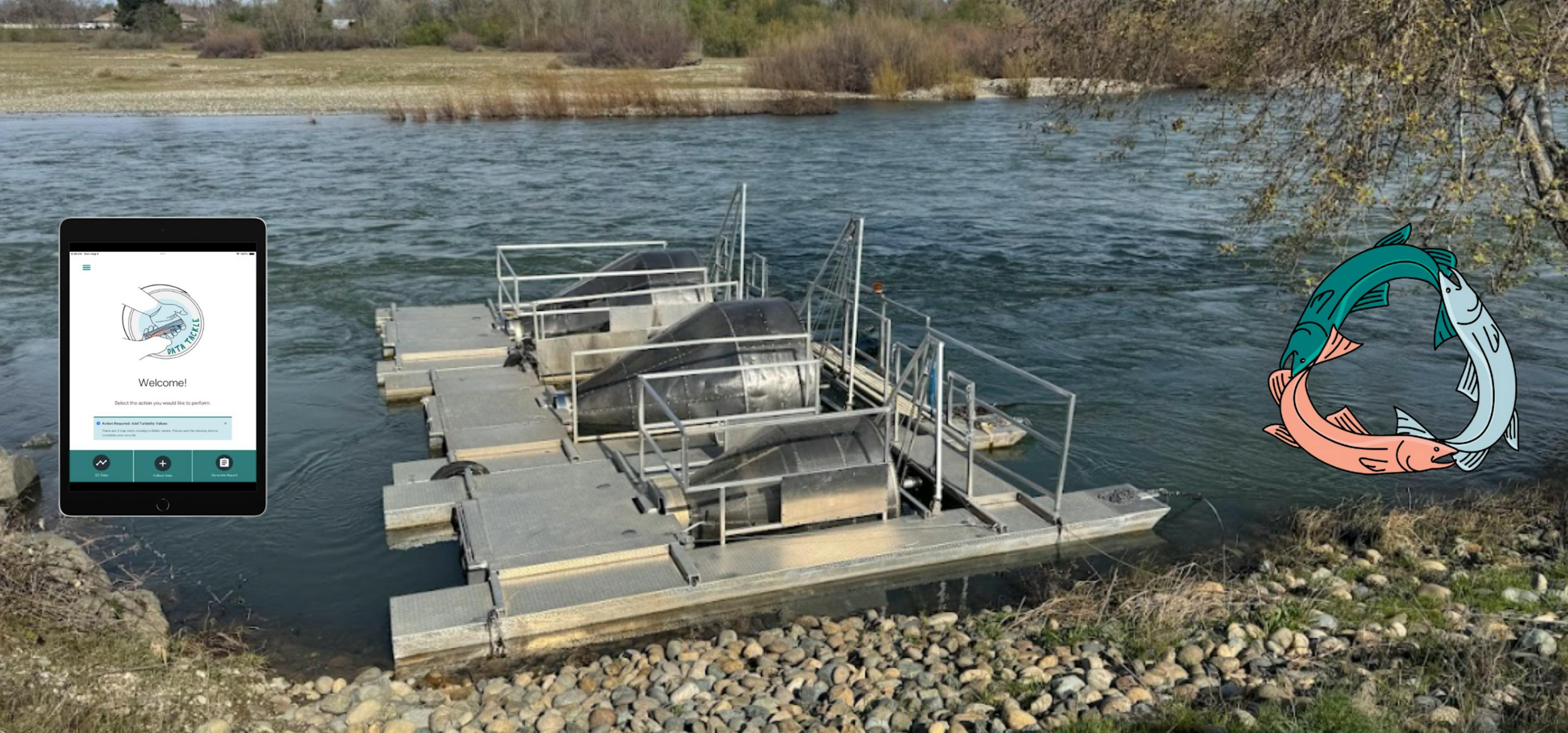 Application screenshot and logo overlayed with RST field image