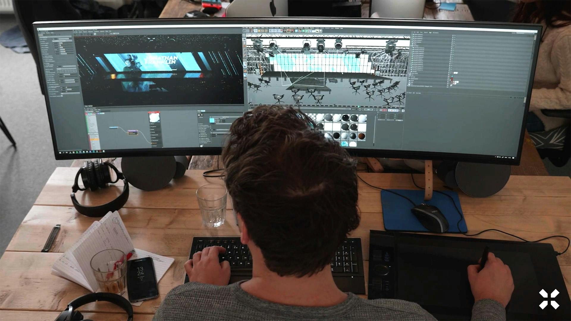 Stagedesign en concept in 3D voor conferentie