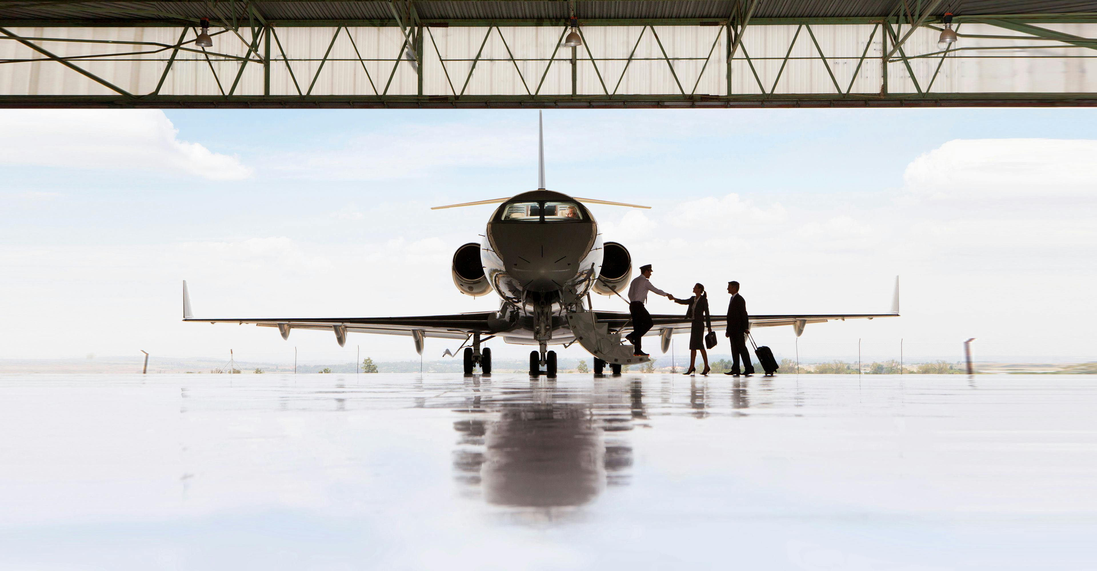 impressive jet in hanger